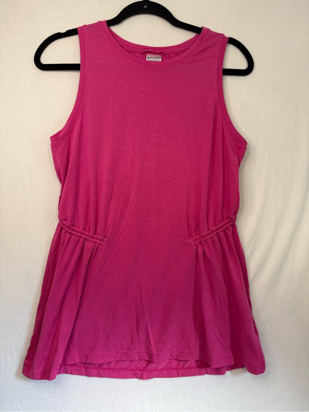 Athleta Vibrant Pink Gathered-Waist Sleeveless Athletic Tank Size M